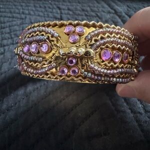 Elegant Gold and Purple Beaded Bracelet